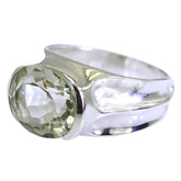 Milagros Ethnic Green Solitaire Ring in Sterling Silver Green Amethyst Green
